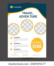 Travel flyer design template or tour Royalty Free Vector flyer 