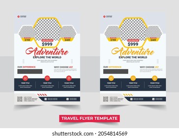 Travel flyer design template. Vector Travel center brochure, flyer, magazine cover and poster template