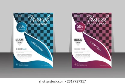 travel flyer design template vector 