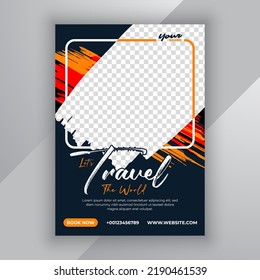 Travel flyer design for vacation tour agency. Summer travel and tourism flyer or poster template design. Business brochure template.