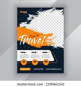 Travel flyer design for vacation tour agency. Summer travel and tourism flyer or poster template design. Business brochure template.