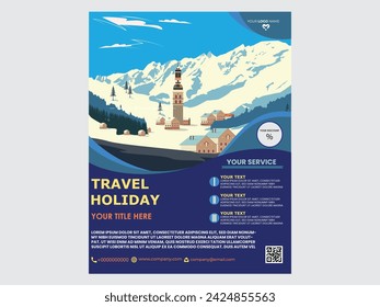 Travel flyer pamphlet brochure cover design layout space for photo background, vector illustration template Eps 10