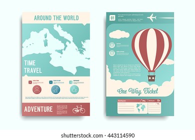 Travel flyer set. Vector illustration.