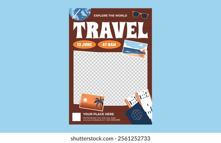 Travel Flyer. Summer holiday travelling and tourism online promotion digital banner, poster or flyer.