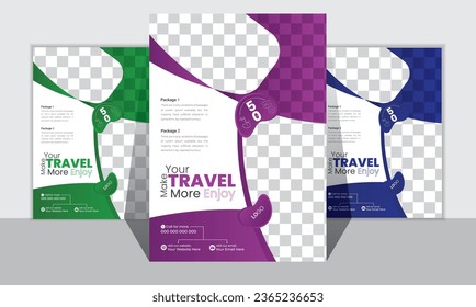 Vorlage für Reiseflyer mit abstraktem Hintergrund und modernem Layout für Werbung und Geschäftsprofil und Reisen