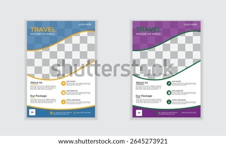 Travel flyer template with abstract background and simple layout design for print