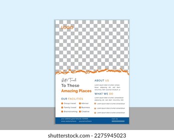 Travel Flyer template design. Summer Holiday Travel and Tourism flyer, Modern travel flyer, or poster design template, Holiday tour  design template