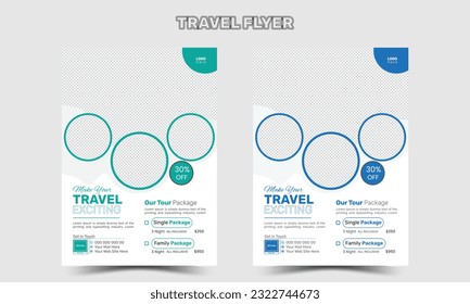 Travel Flyer template design. Summer party flyer design, tour flyer template vector.