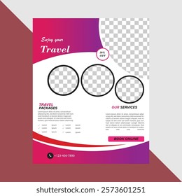 Travel flyer template with flat design