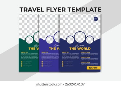 Travel flyer template layout, Business flyer design, brochure design, Travel poster design.