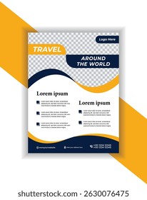 Travel flyer template with modern vector design for corporate marketing and print layout