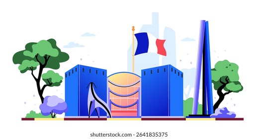 Travel to France - colorful flat design style illustration