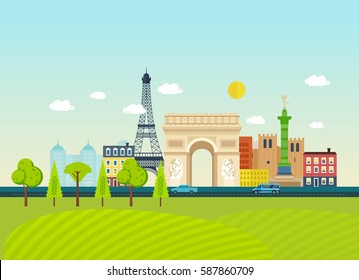 Travel to France concept. Familiarity with the traditions, culture, architecture, landmarks, street, nature and atmosphere of the city.