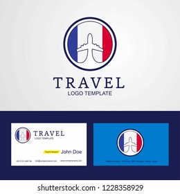 Travel France Creative Circle flag Logo and Business card design