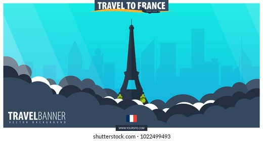 Travel to France. Travel and Tourism poster. Vector flat illustration