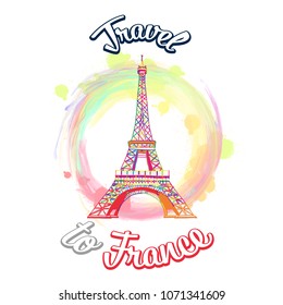 Travel to France Vector Concept. Hand drawn skyline illustration. Travel the world concept vector image for digital marketing and poster prints.