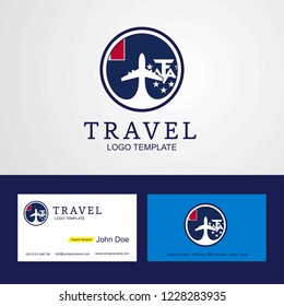Travel French Southern and Antarctic Lands Creative Circle flag Logo and Business card design
