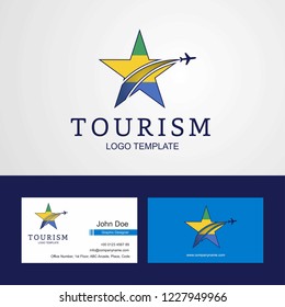 Travel Gabon flag Creative Star Logo and Business card design