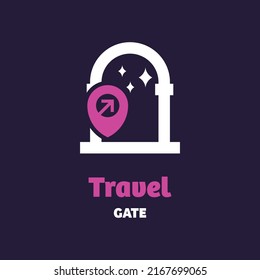 Travel with gate, logo design vector symbol icon illustration creative idea