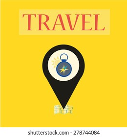 travel geolocation icon over yellow color background