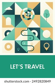 Fondo de póster geométrico de viaje. Ilustración vectorial
