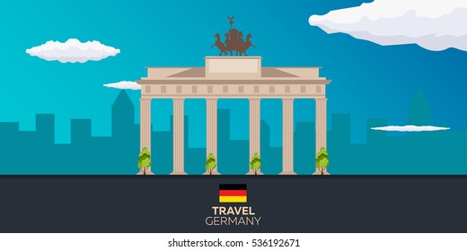 Travel to Germany. Brandenburg Gate. Vector illustration