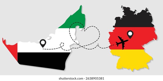 Travel to Germany by airplane from UAE concept. I love Germany vector illustration