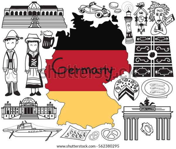 Travel Germany Doodle Drawing Icon Culture Stock Vector (Royalty Free