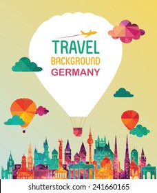 Travel Germany famous landmarks skyline. Vector illustration