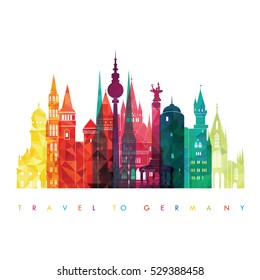 Travel Germany famous landmarks skyline. Vector illustration
