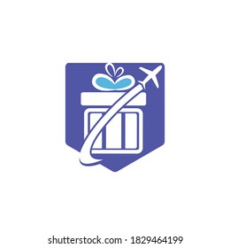 Travel gift vector logo design. Vector of gift and plane logo combination.