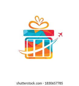 Travel gift vector logo design. Vector of gift and plane logo combination.	
