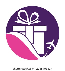 Travel gift vector logo design. Vector of gift and plane logo combination.