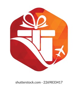 Travel gift vector logo design. Vector of gift and plane logo combination.