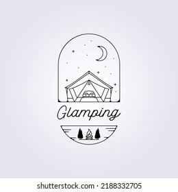 travel glamping tent line logo camping vector illustration design