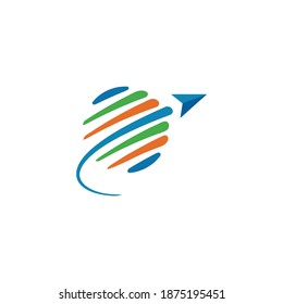 Travel Globe Flying Plane Faster Airplane Traveling Beautiful Logo