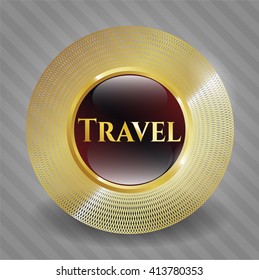 Travel gold shiny emblem