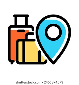 Travel goods icon vector in colored outline style for vacation, maps, and location