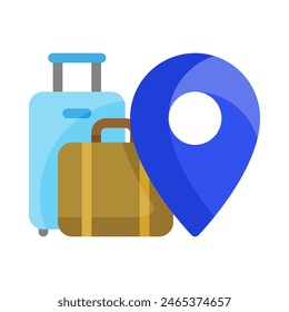 Icono de artículos de viaje Vector en estilo plano para vacaciones, mapas y ubicación