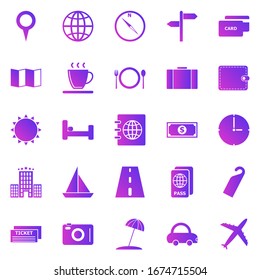 Travel gradient icons on white background, stock vector