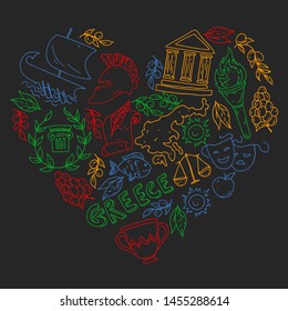 Travel to Greece elements. Greece symbols for magazines, web, tourism