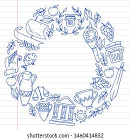 Travel to Greece elements. Greece symbols for magazines, web, tourism