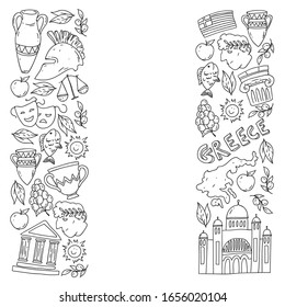 Travel to Greece elements. Greece symbols for magazines, web, tourism