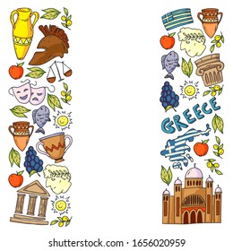 Travel to Greece elements. Greece symbols for magazines, web, tourism