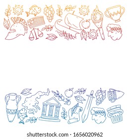 Travel to Greece elements. Greece symbols for magazines, web, tourism