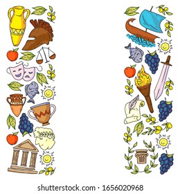 Travel to Greece elements. Greece symbols for magazines, web, tourism