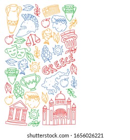 Travel to Greece elements. Greece symbols for magazines, web, tourism