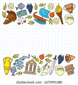 Travel to Greece elements. Greece symbols for magazines, web, tourism