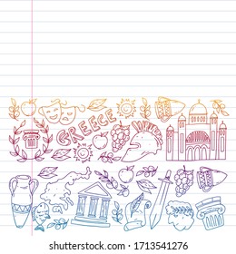 Travel to Greece elements. Greece symbols for magazines, web, tourism