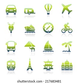 Travel green icons.